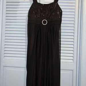 Elegant Black Sequin Dress with Rhinestone Accent